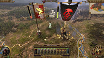 Brandissant l'étendard du Dragon rouge, les Comtes Vampires lancent l'assaut contre une armée de l'Empire.